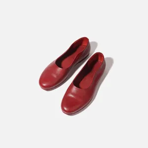 Cow Leather Flats For Women Round Toe  Loafer Shoes in Black/Red