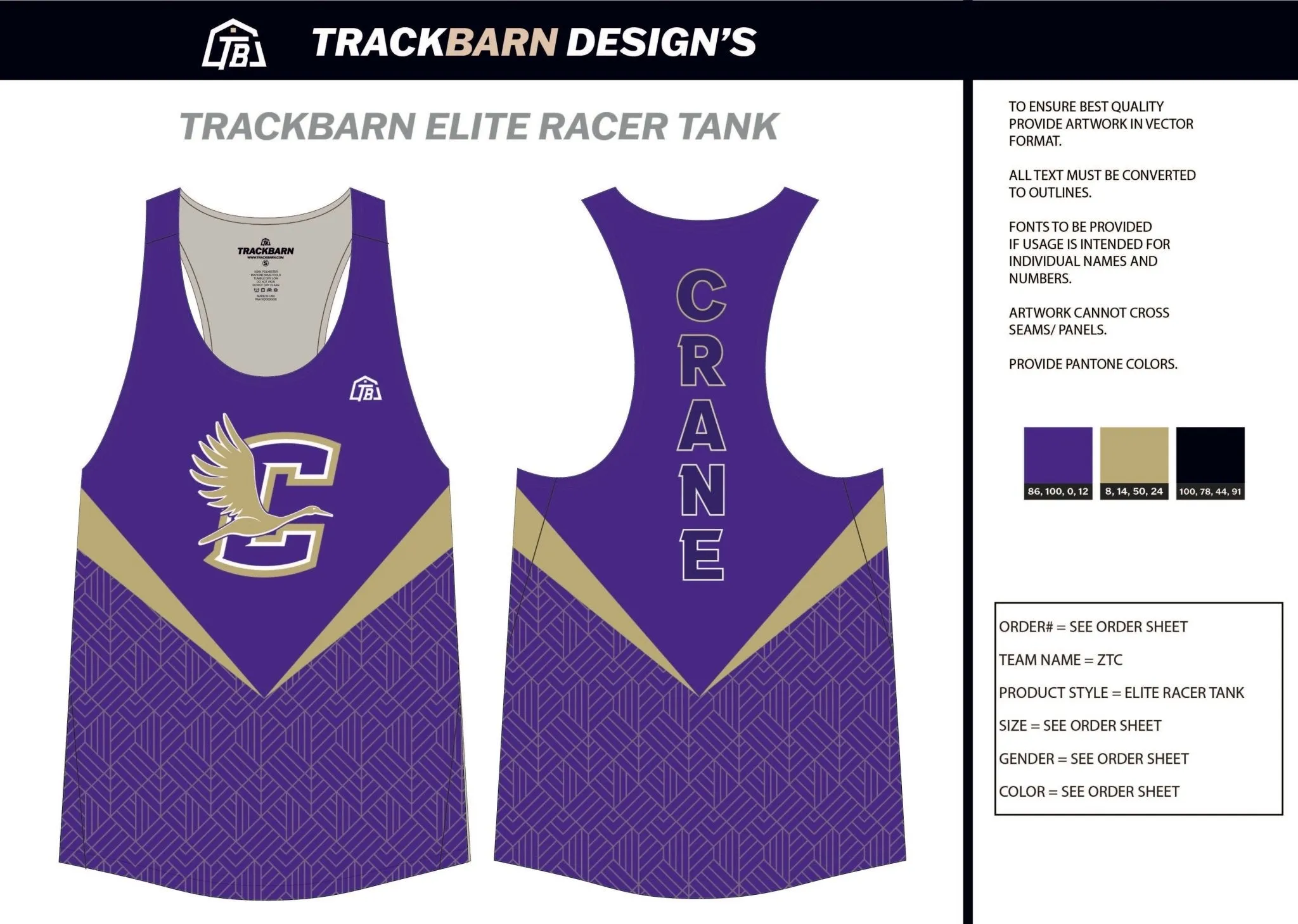 Crane-- Womens Track Singlet