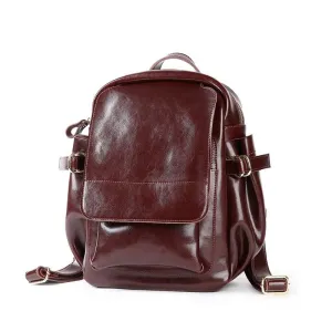 Cute Fashion Women's Solid Split Leather Zipper Travel School Backpack