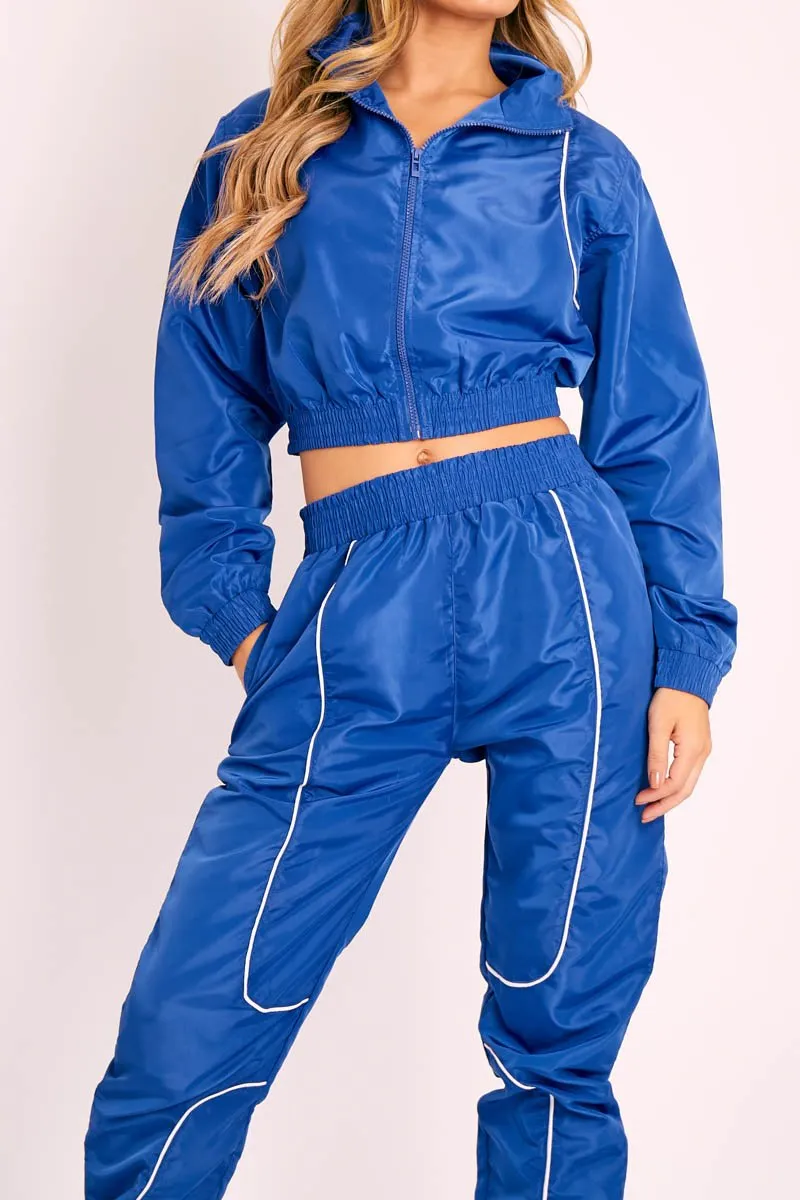 Dark Blue Zip Front Hoodie Cuff Jogger Co-Ord - Kason