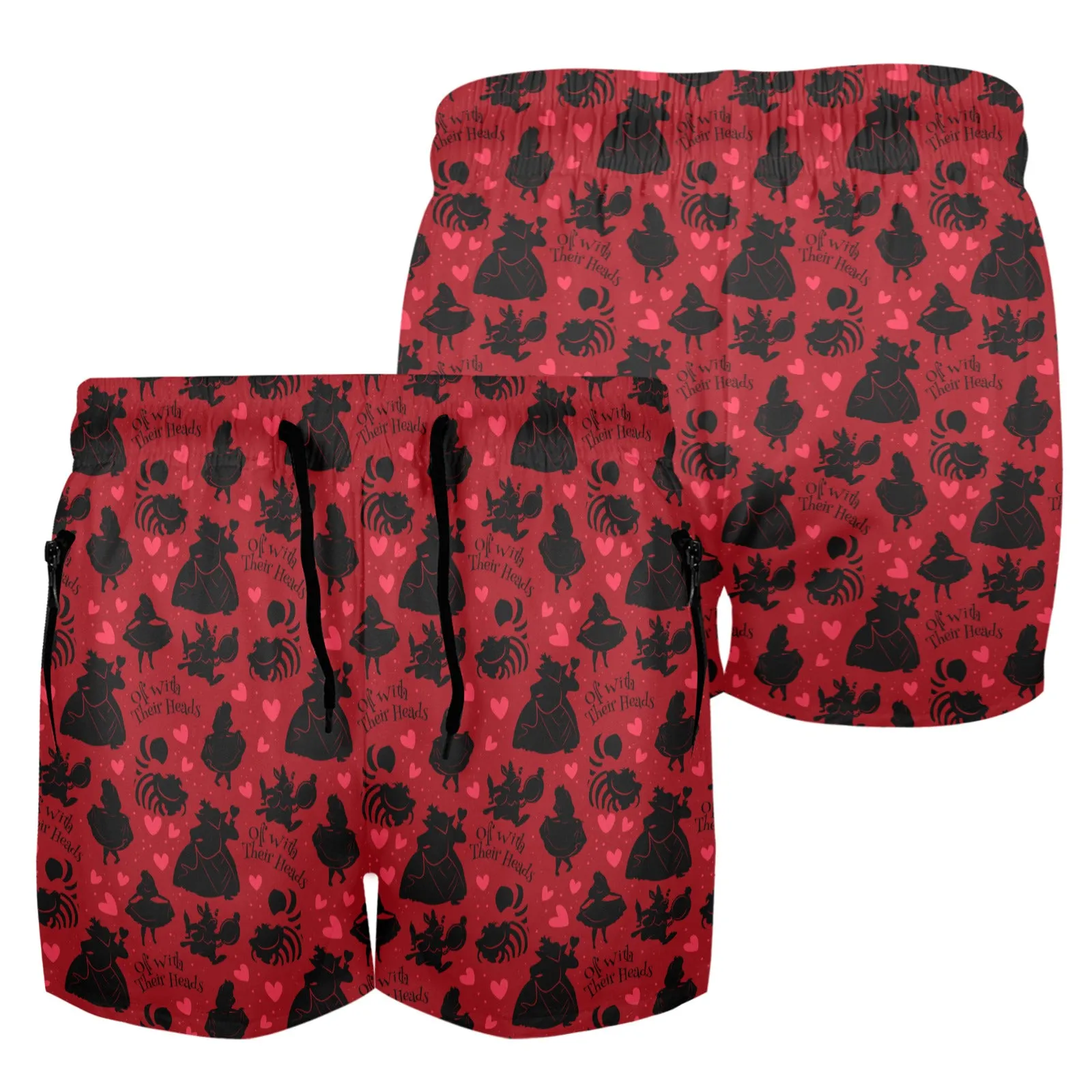 Disney Alice In Wonderland Queen Of Hearts Off With Their Heads Men's Quick Dry Athletic Shorts