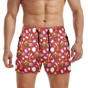 Disney Beauty And The Beast Belle's Friends Men's Quick Dry Athletic Shorts