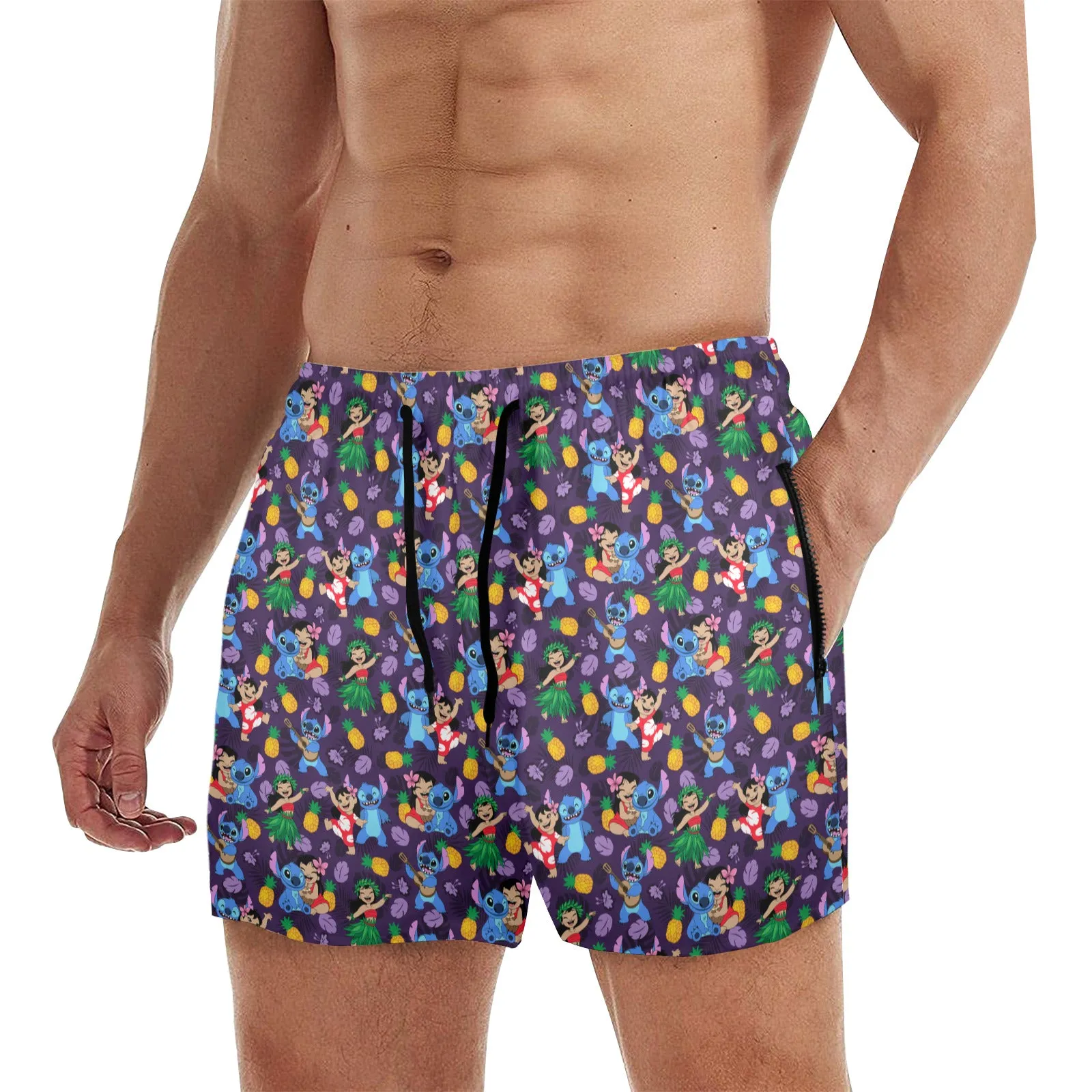 Disney Lilo And Stitch Island Friends Men's Quick Dry Athletic Shorts