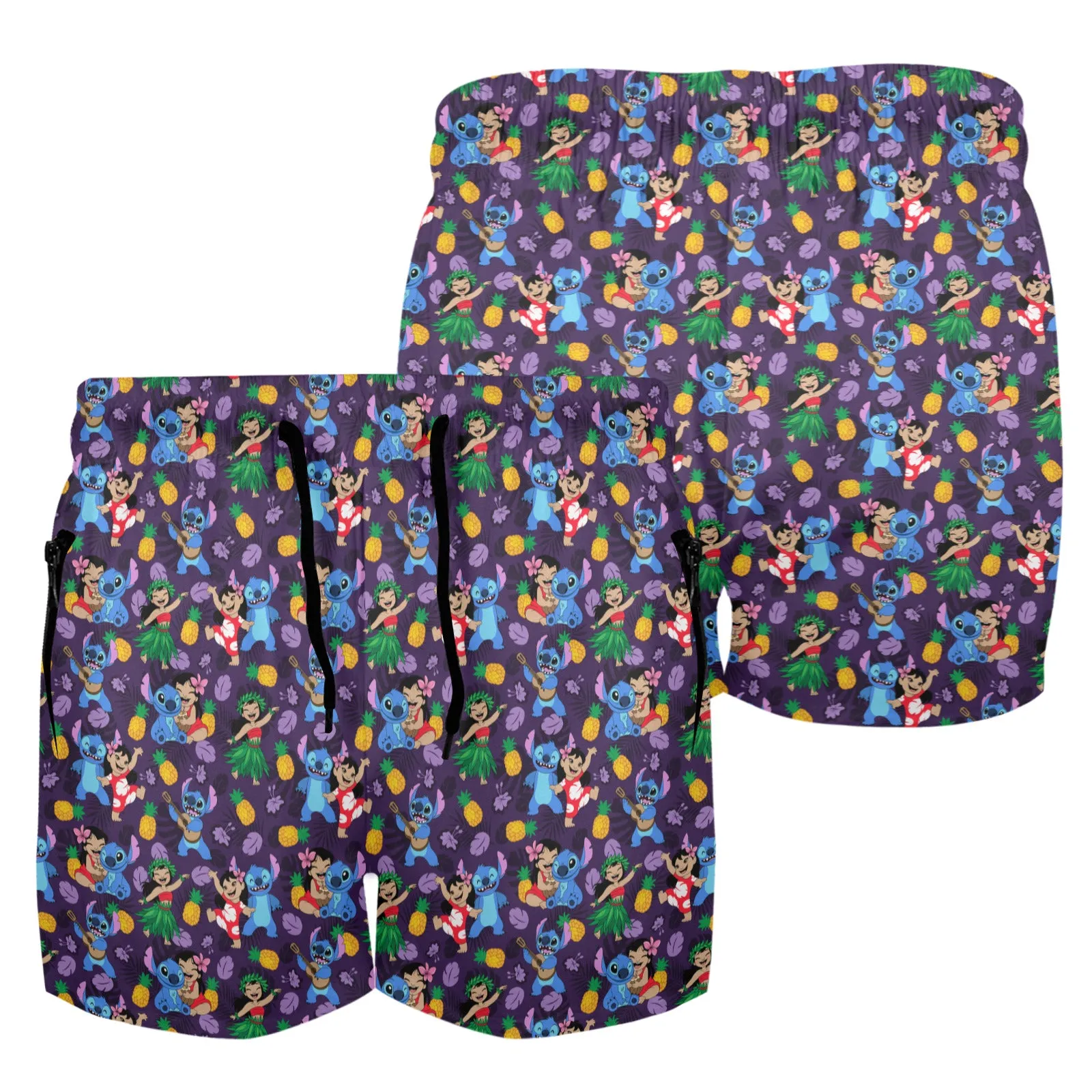 Disney Lilo And Stitch Island Friends Men's Quick Dry Athletic Shorts