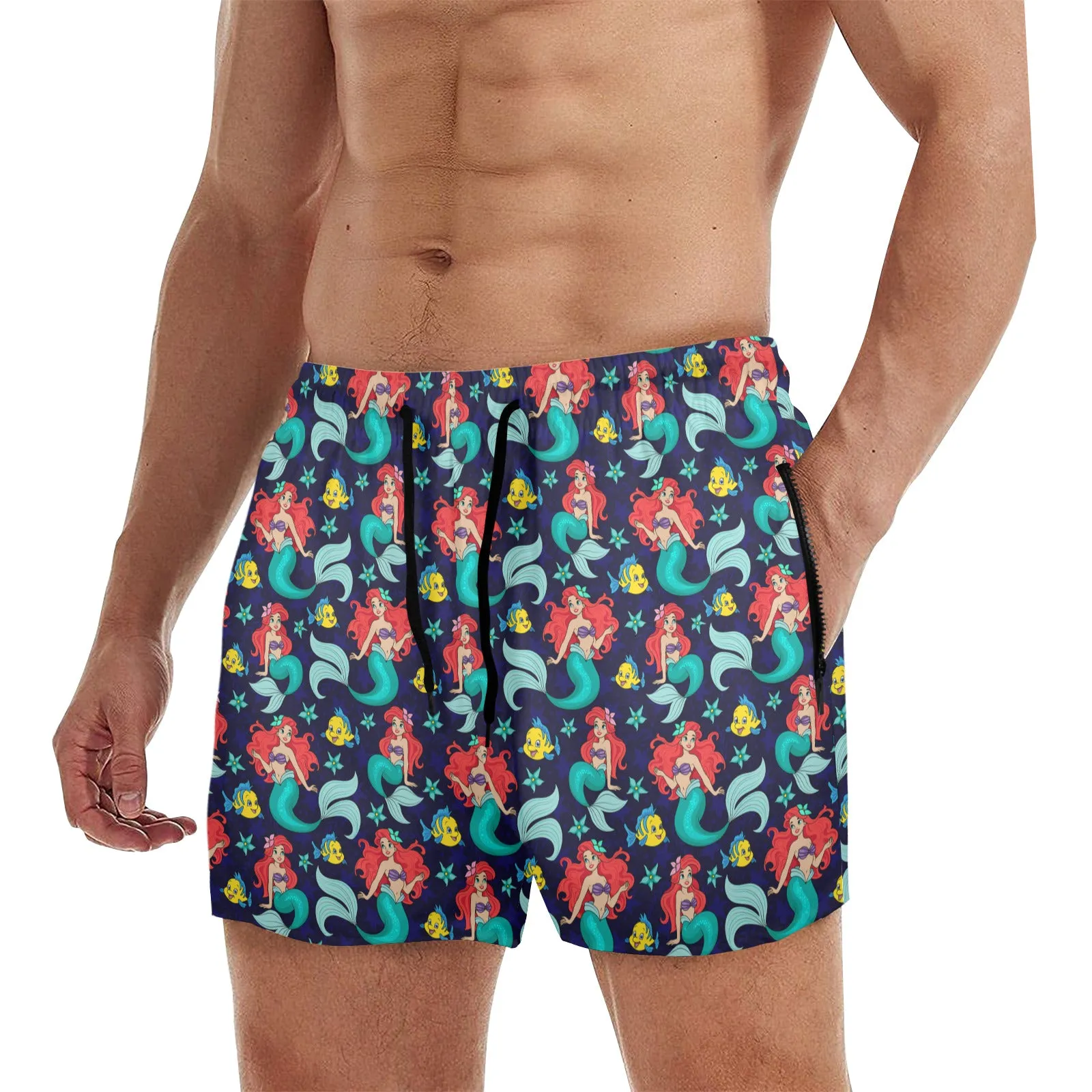 Disney Little Mermaid I Want To Be Where The People Are Men's Quick Dry Athletic Shorts