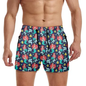 Disney Little Mermaid I Want To Be Where The People Are Men's Quick Dry Athletic Shorts