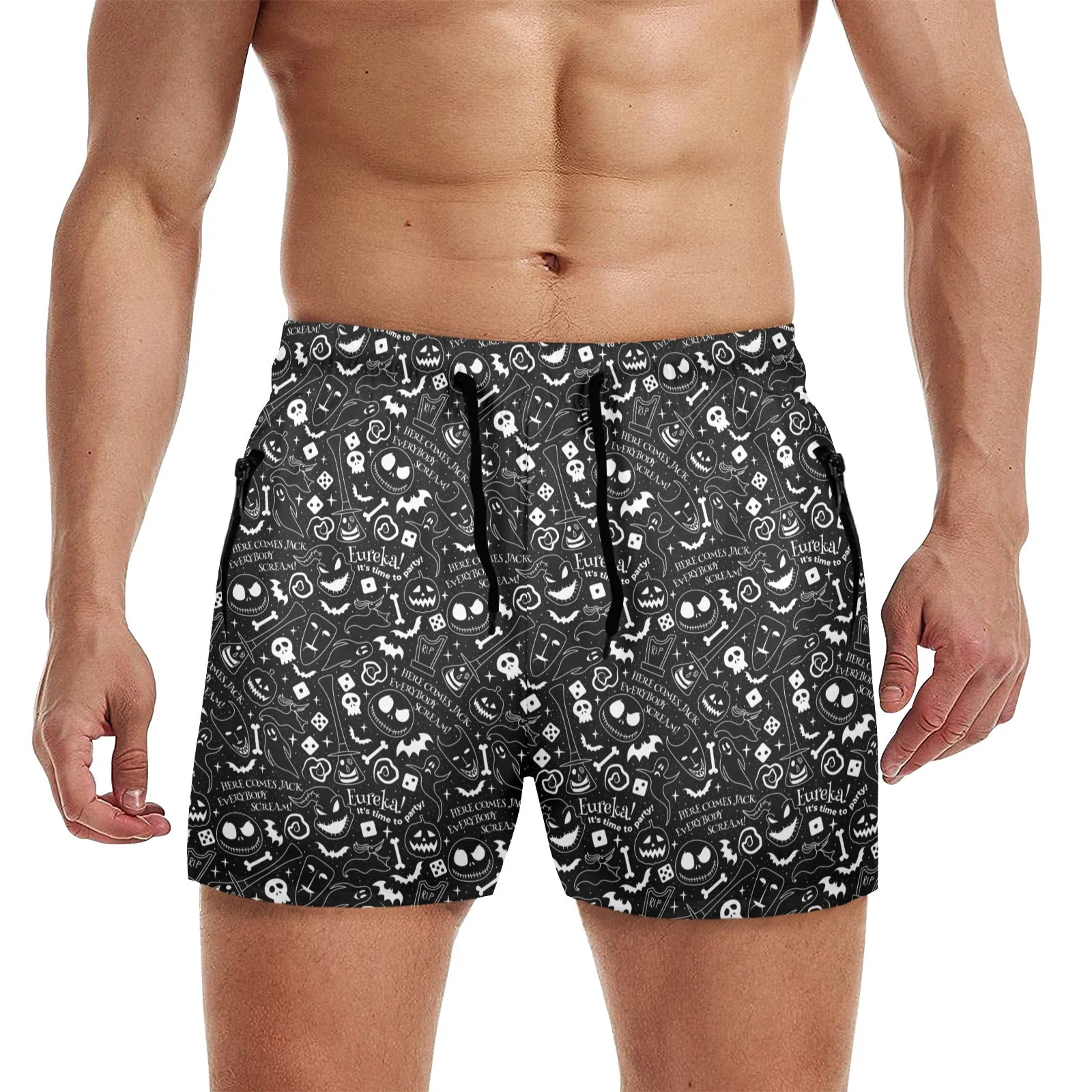 Disney Nightmare Before Christmas Everybody Scream Men's Quick Dry Athletic Shorts