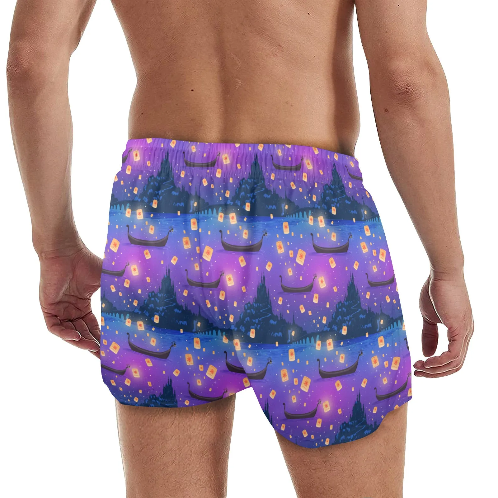 Disney Tangled Rapunzel Floating Lanterns Men's Quick Dry Athletic Shorts