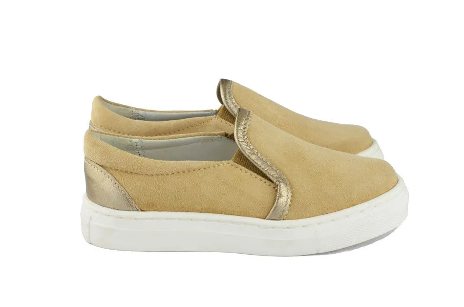 Eli1957 Girls Canvas Shoe with Bronze Piping