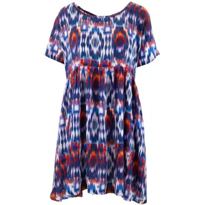 Empire Line Tea Dress - Ikat Blur Rayon