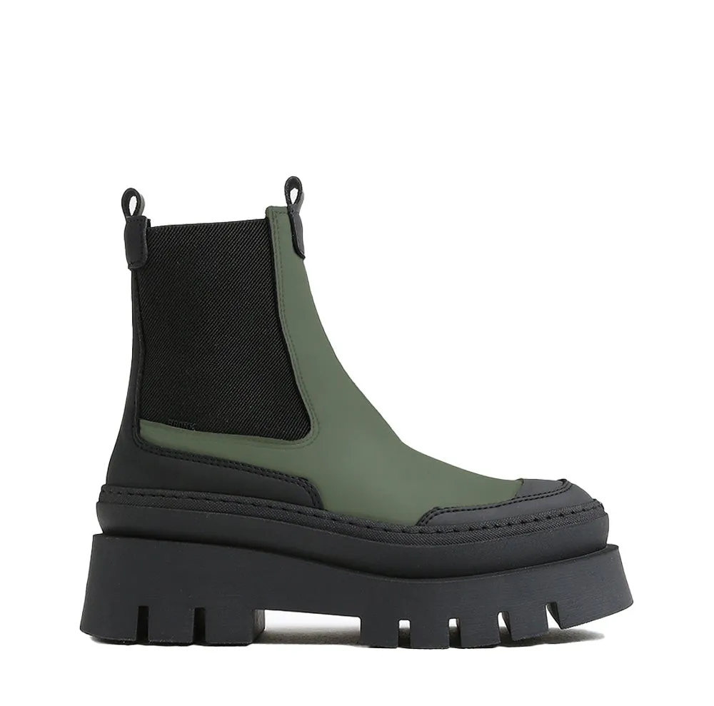 Evi Ann Khaki Black Biker Chelsea Boots