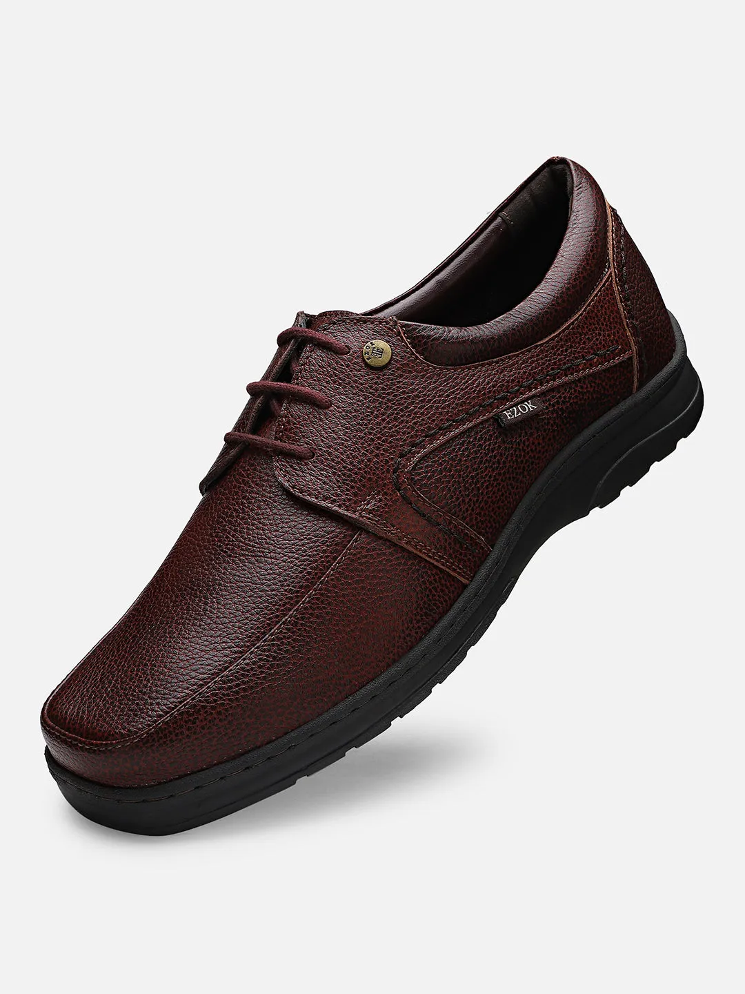 Ezok Men Hume 2174 Bordo Leather Casual Shoes