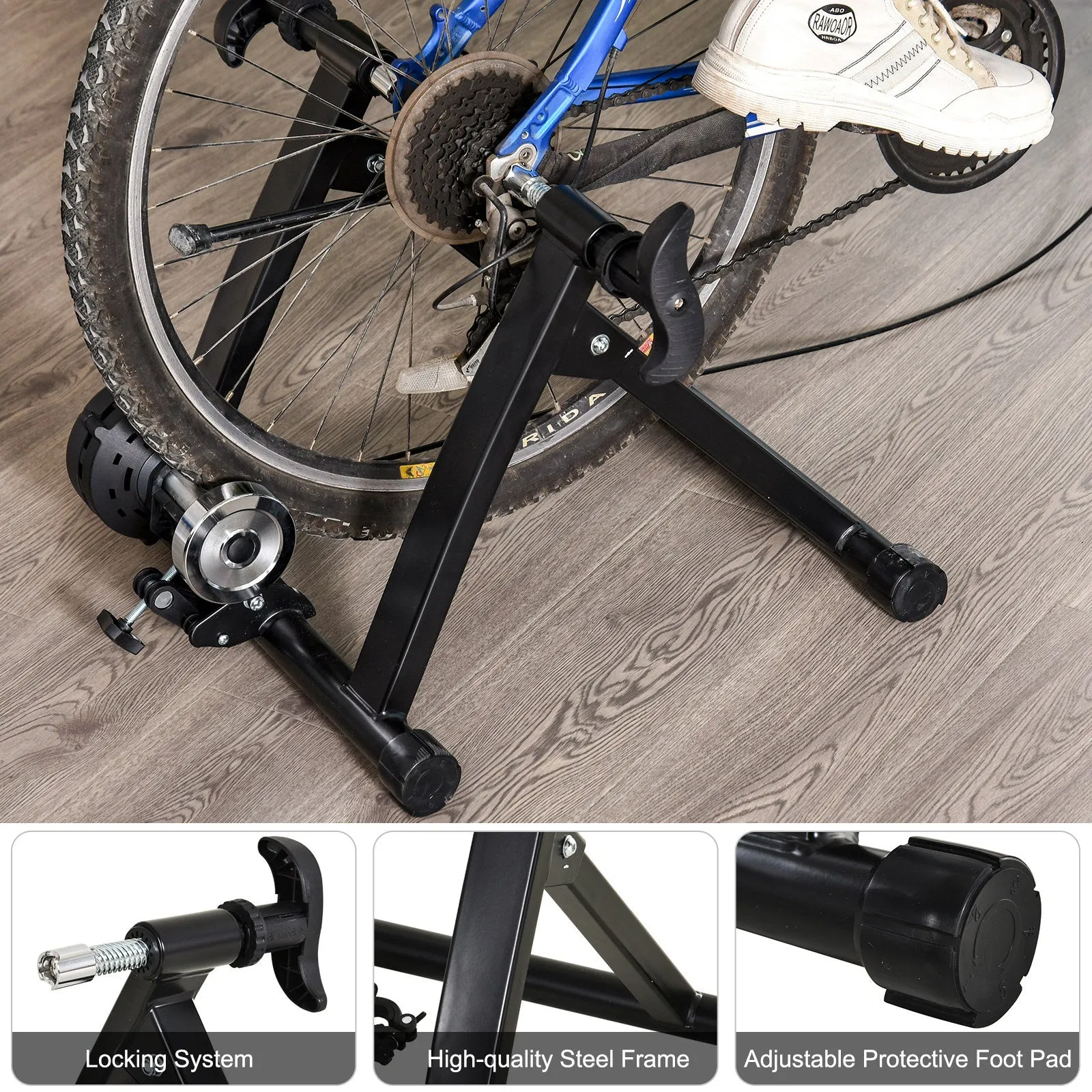 Foldable Indoor Bike Trainer Stationary Workout Stand