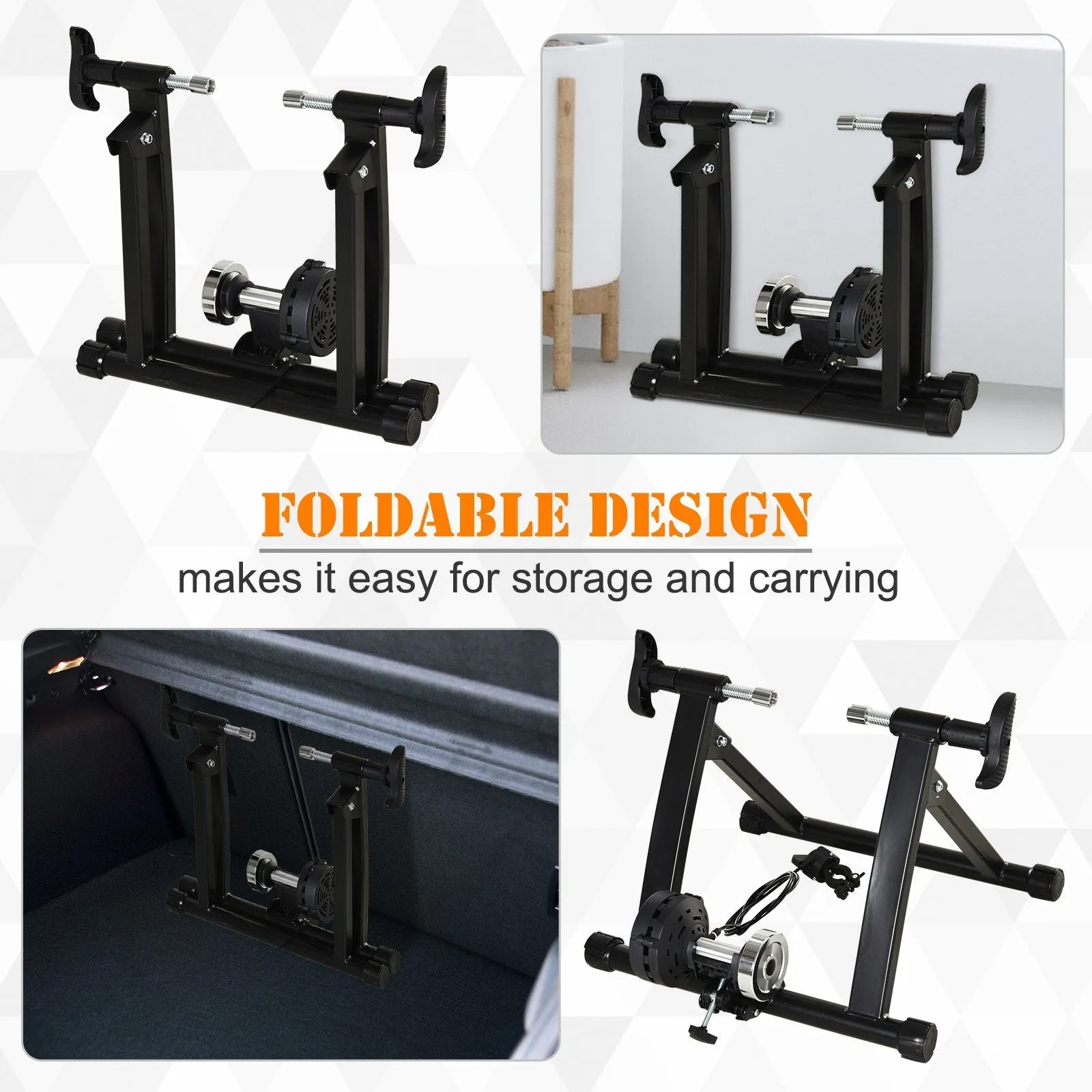 Foldable Indoor Bike Trainer Stationary Workout Stand