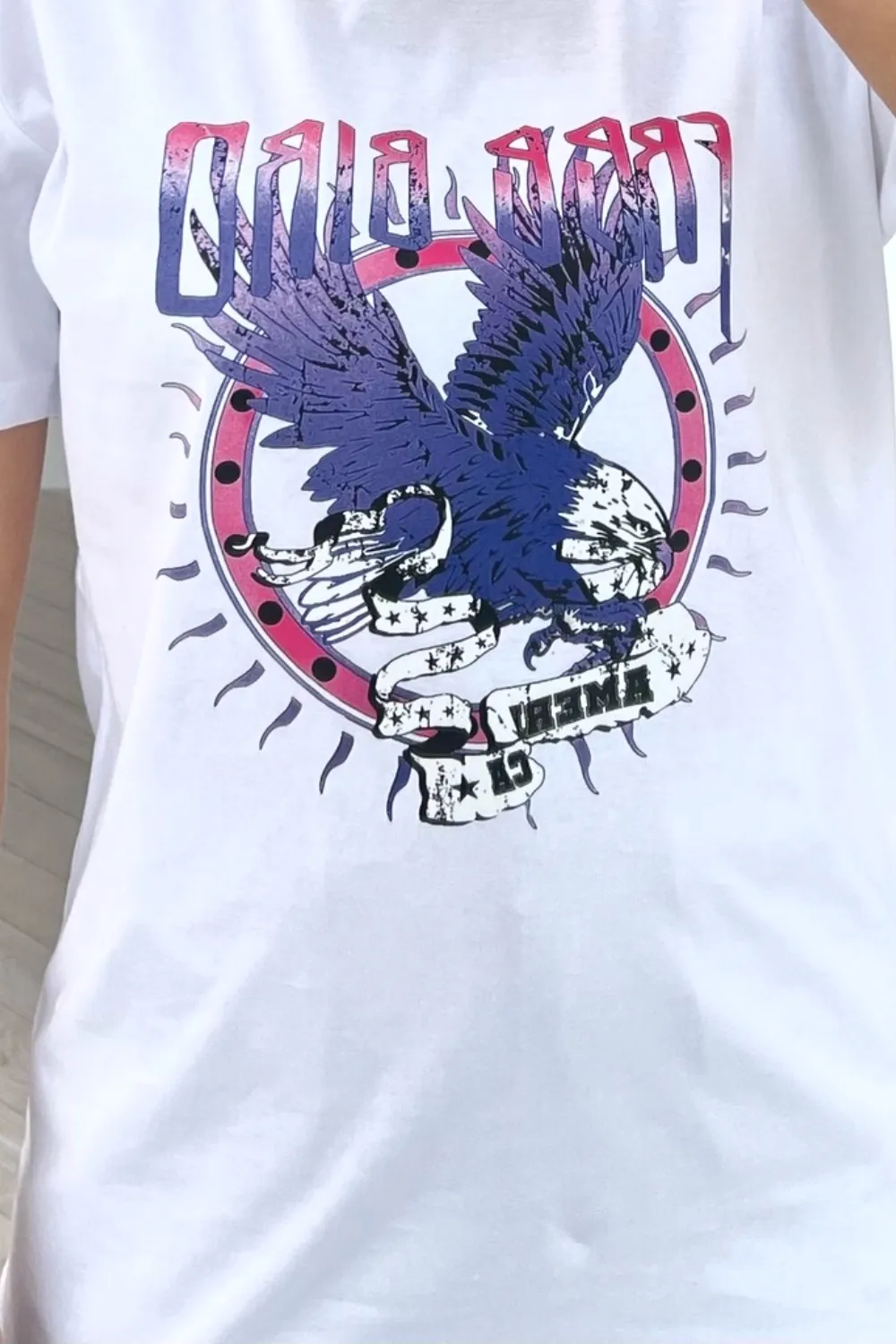 Free bird purple & white printed tee