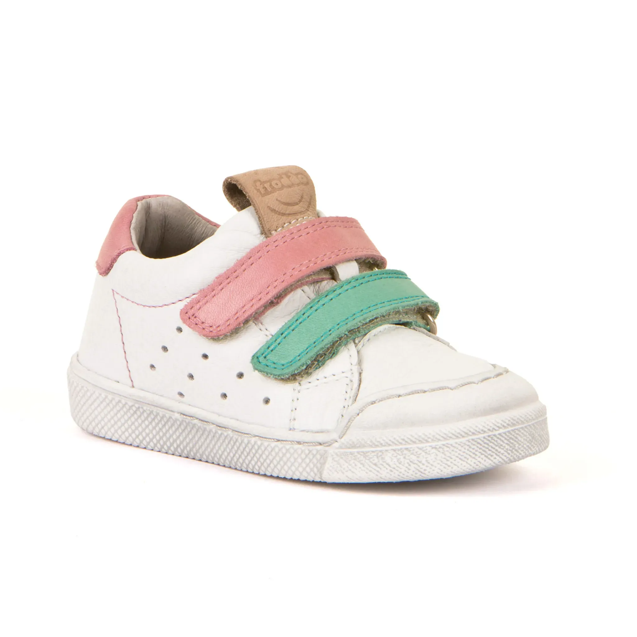 Froddo Girl's Rosario Casual Shoes with Hoop and Loop Closure - White/Pink