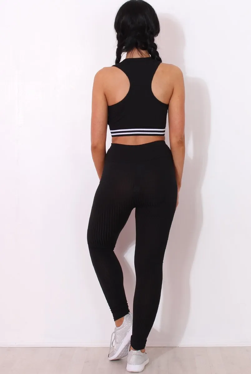 Geran Black Ribbed Two Piece Set