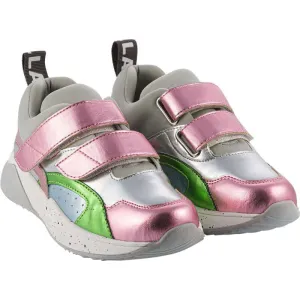 Girls Pink Metallic Velcro Trainers