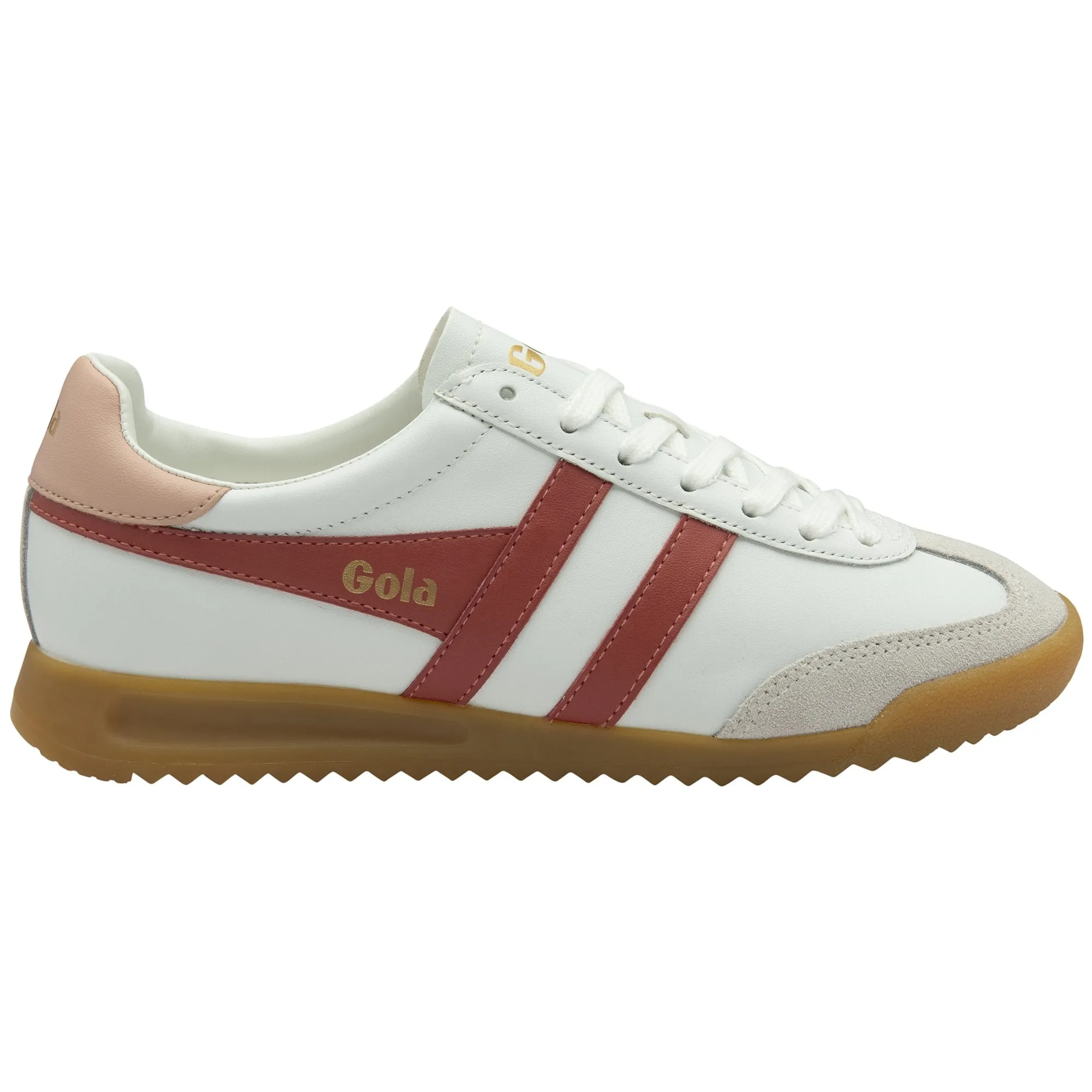 Gola Torpedo Ladies White/Clay/Pearl Pink Leather Lace Up Trainers