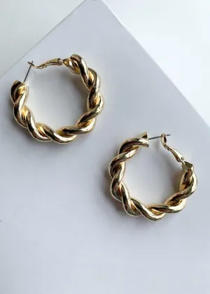 Gold Twisted Hoop Earrings