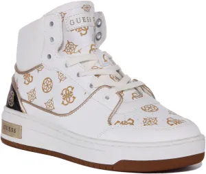 Guess Tullia Trainer In White Gold For Women