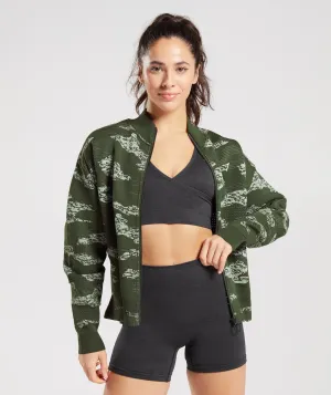 Gymshark Adapt Camo Seamless Track Jacket - Moss Olive/Aloe Green