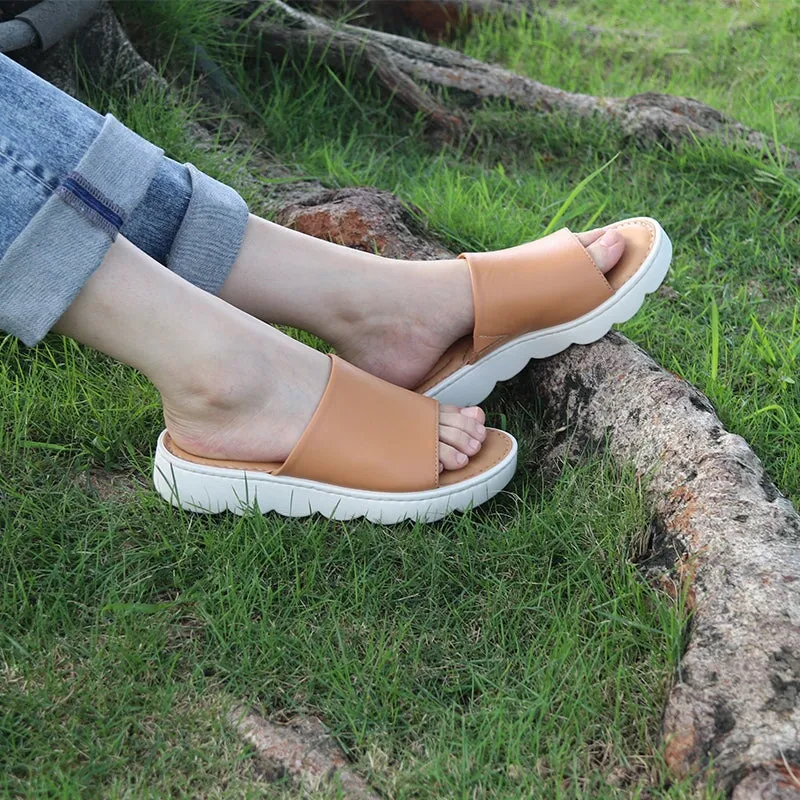 Handmade Leather Slippers in Nude/Brown/Black/Golden- Womens Platform Slingback