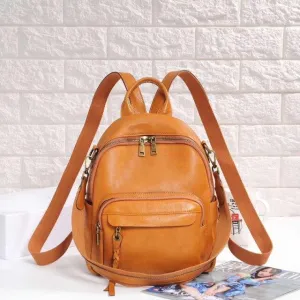 High-end Women's Genuine Leather Zipper Soft Handle Shoulder Backpack