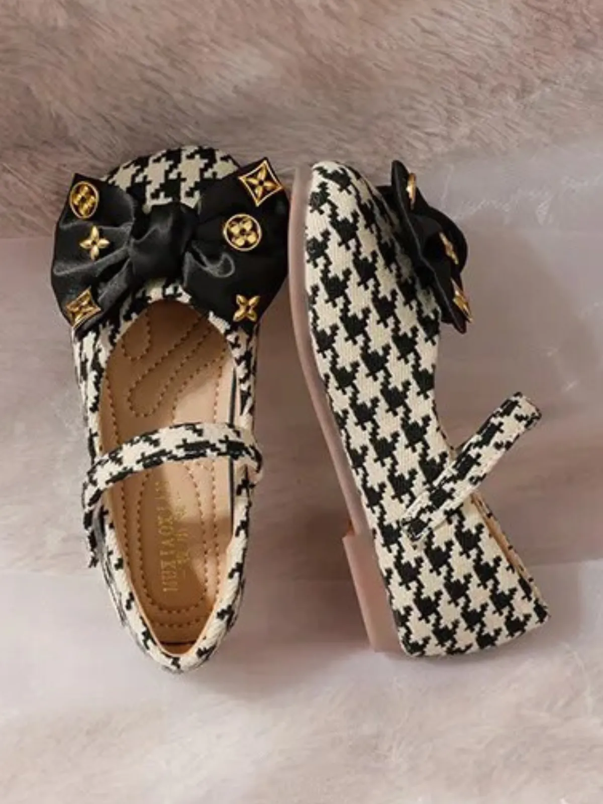 High Fashion Houndstooth Mary Jane Shoes By Liv and Mia