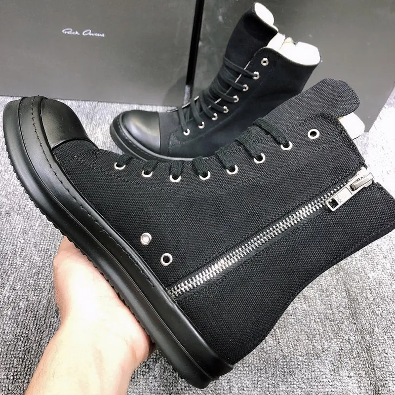 High-Top Black Canvas Sneakers