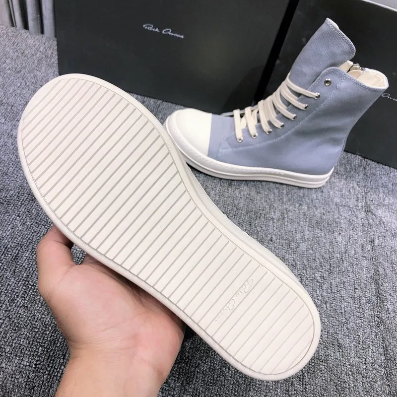 High-Top Grey Canvas Sneakers