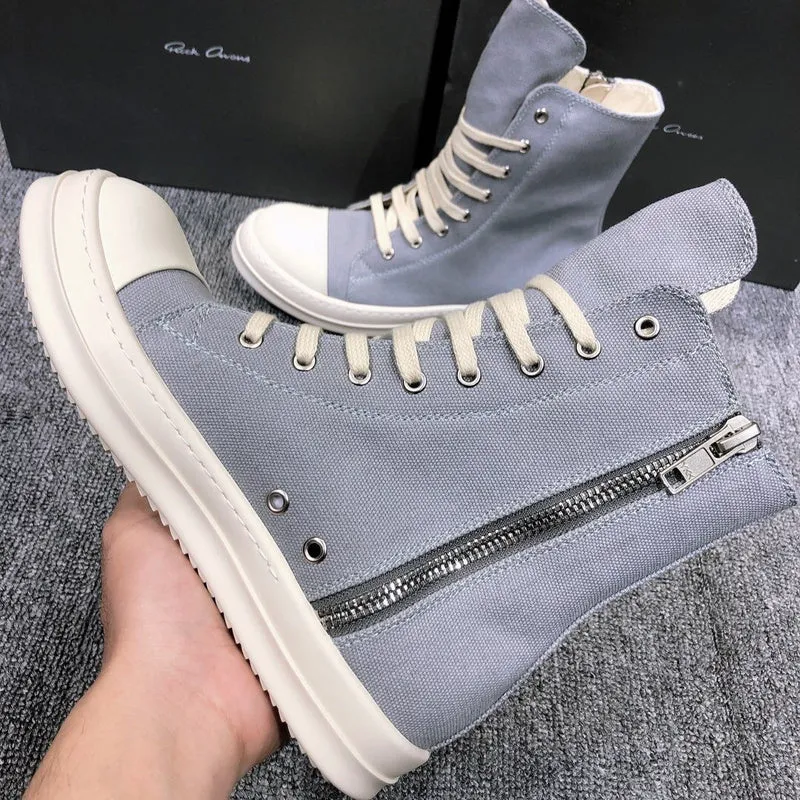 High-Top Grey Canvas Sneakers