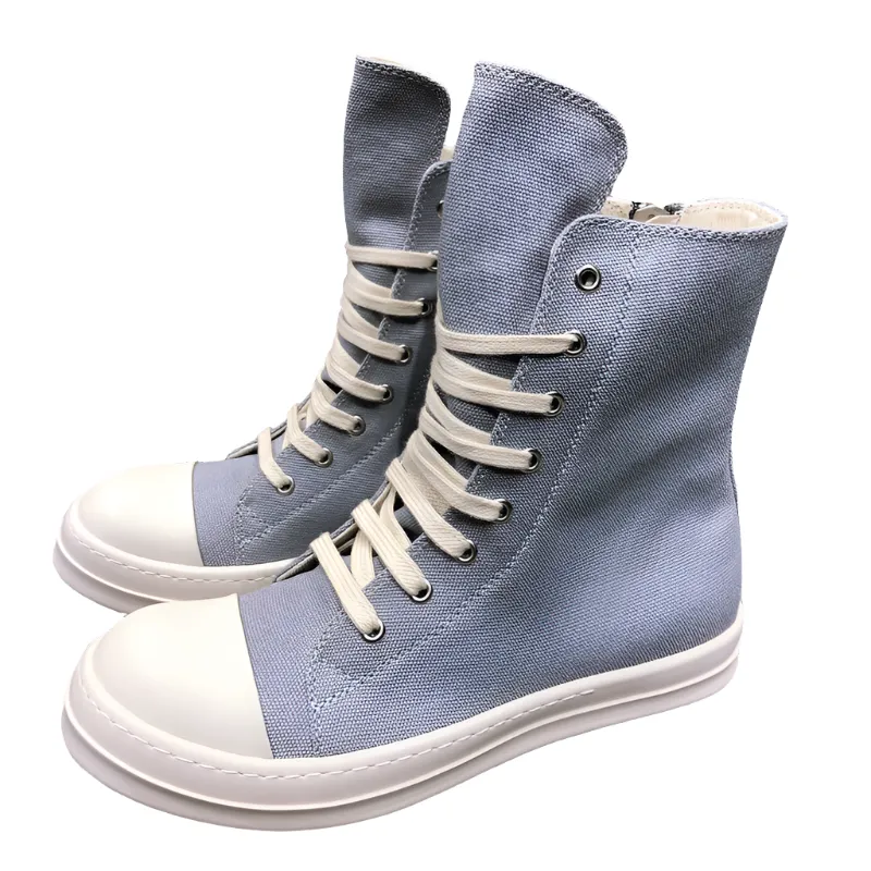 High-Top Grey Canvas Sneakers