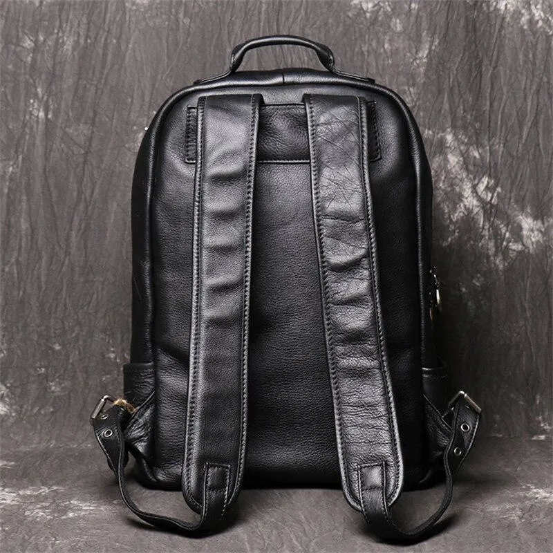 Highend Unisex Solid Genuine Leather 14'' 15.6'' Laptop Travel Backpack