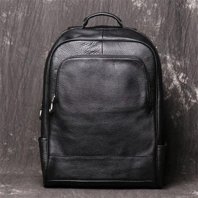 Highend Unisex Solid Genuine Leather 14'' 15.6'' Laptop Travel Backpack