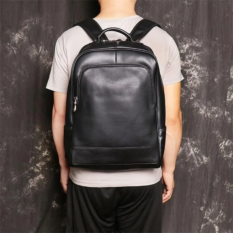 Highend Unisex Solid Genuine Leather 14'' 15.6'' Laptop Travel Backpack