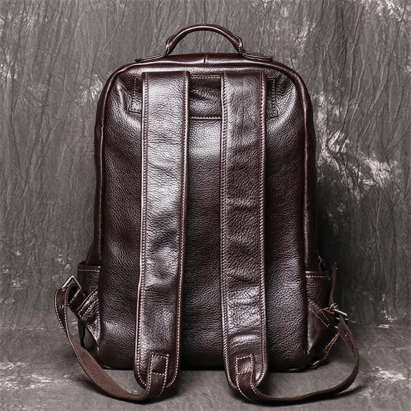 Highend Unisex Solid Genuine Leather 14'' 15.6'' Laptop Travel Backpack