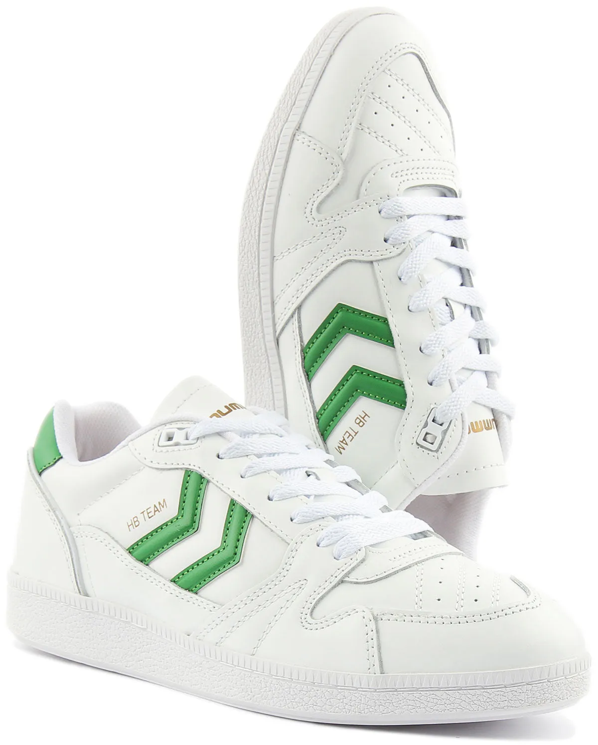 Hummel HB Team Retro Trainers In White Green For Men