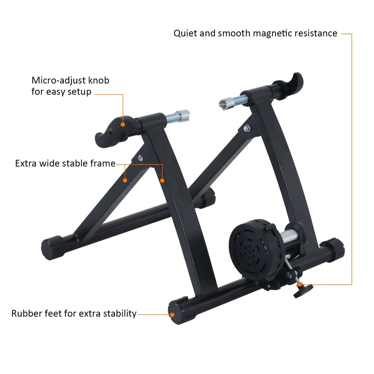 Indoor Bicycle Magnetic Foldable Turbo Trainer - Black