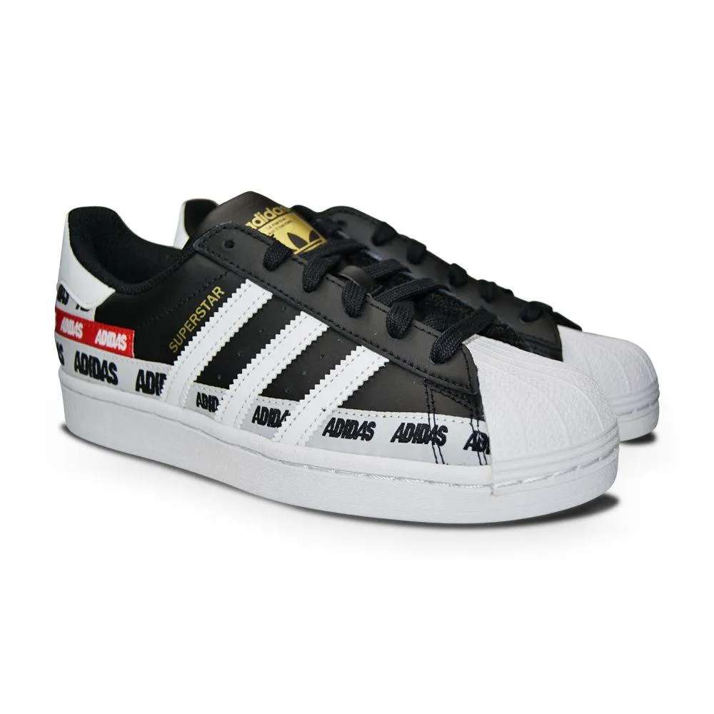 Juniors Adidas Superstar J - FX5872 - Black Superstar Taping