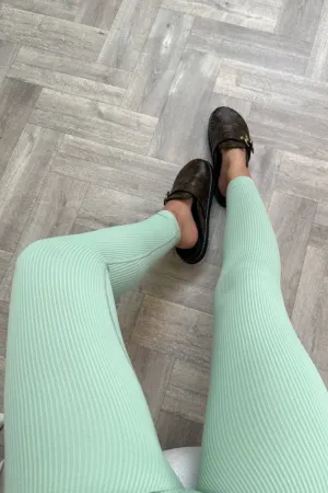 Katy Olive ribbed leggings