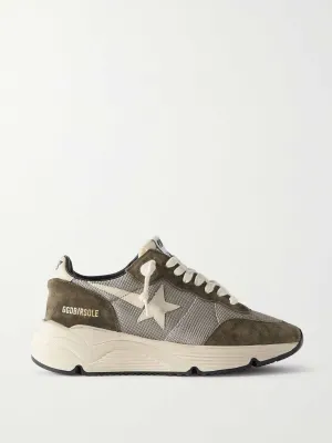 Leather trimmed mesh and suede trainers