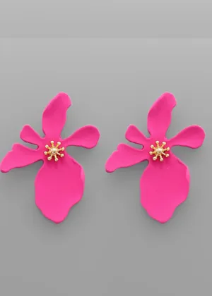 Lily Flower Earrings- Fuschia