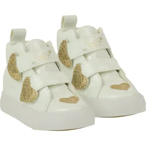 LITTLE A - As Good As Gold Hart Velcro Heart High Top - White