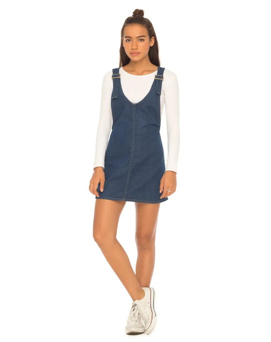 Litton Pinafore Dress in Denim Indigo