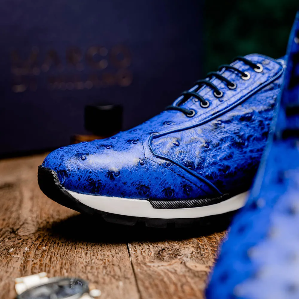 Marco Di Milano SCANNI Electric Blue Ostrich Quill Sneakers