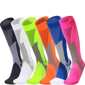 Men & Women New Compression Long Running Socks Men High Elastic Sports Stocking Running Cycling High Compression Leg Support