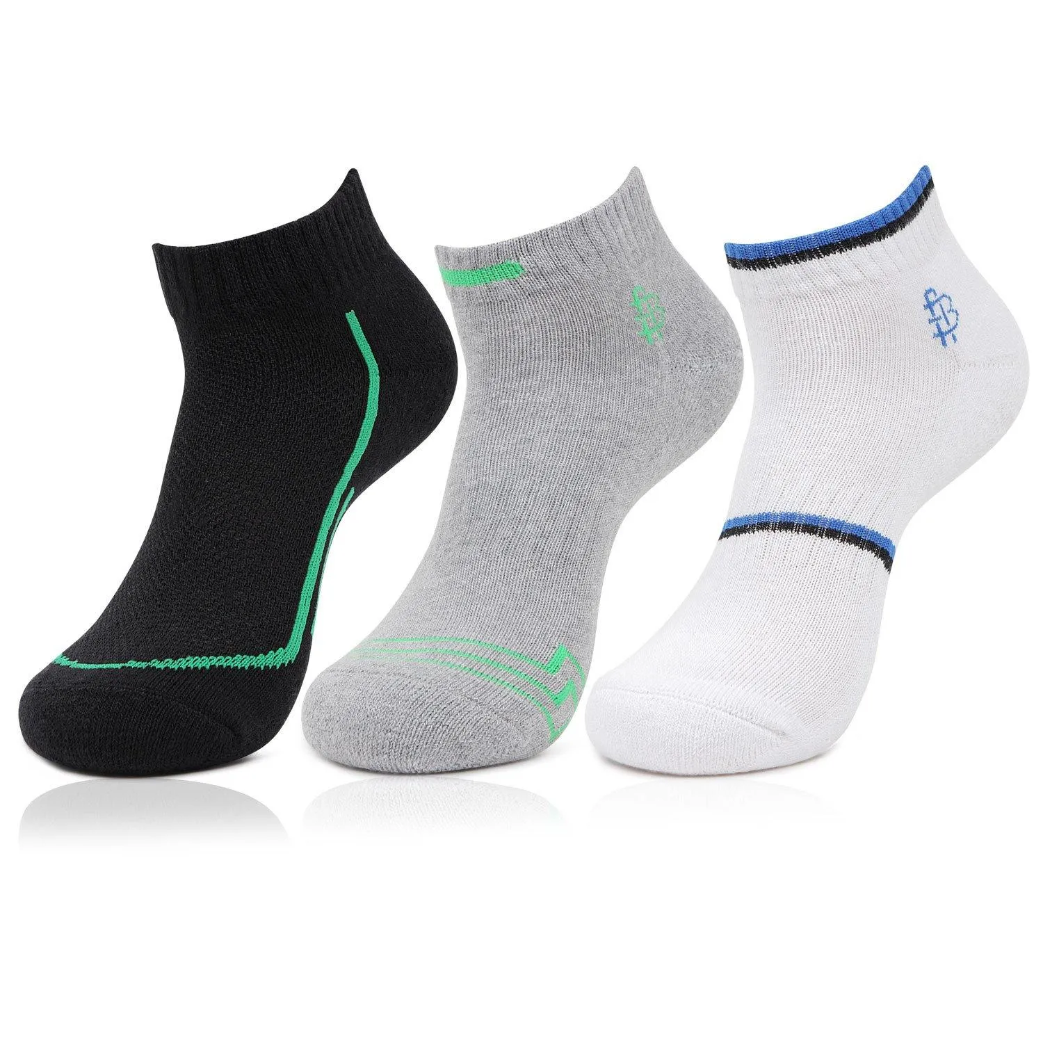 Men Cushioned Multicolored Secret Length Sports Socks- Pack of 3