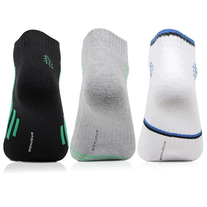 Men Cushioned Multicolored Secret Length Sports Socks- Pack of 3