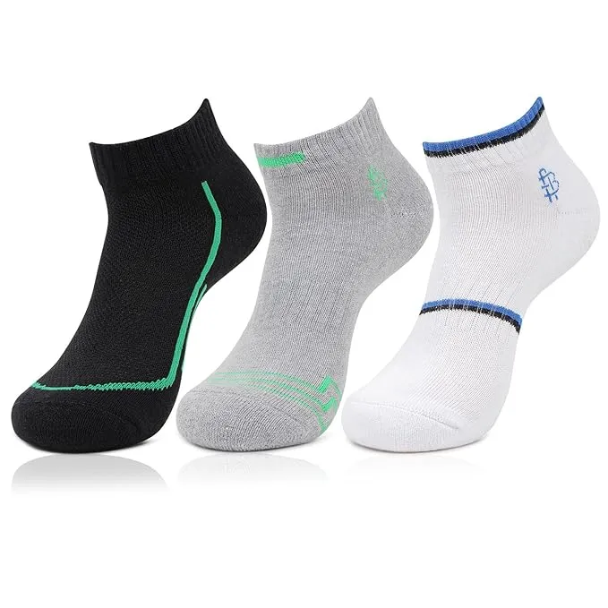 Men Cushioned Multicolored Secret Length Sports Socks- Pack of 3